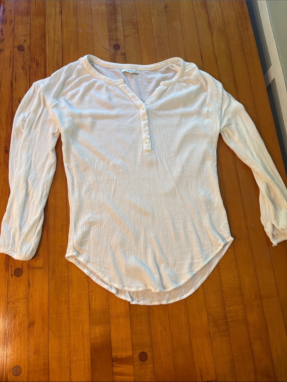 Z Supply Long Sleeve Henley Top in White